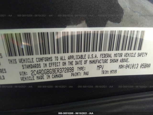 Photo 8 VIN: 2C4RDGBG9ER372898 - DODGE GRAND CARAVAN 