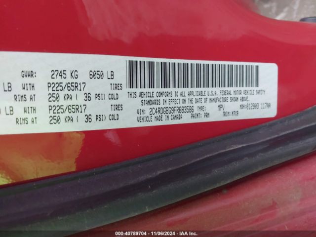 Photo 8 VIN: 2C4RDGBG9F5R68358 - DODGE GRAND CARAVAN 