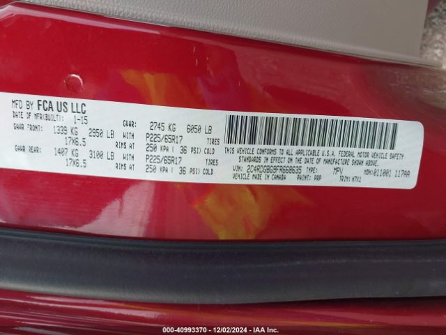 Photo 8 VIN: 2C4RDGBG9FR668635 - DODGE GRAND CARAVAN 