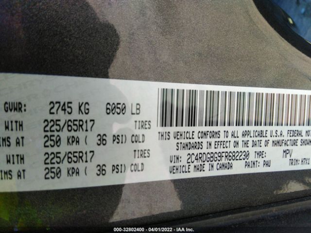 Photo 8 VIN: 2C4RDGBG9FR682230 - DODGE GRAND CARAVAN 