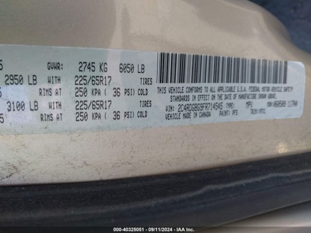 Photo 8 VIN: 2C4RDGBG9FR714545 - DODGE GRAND CARAVAN 