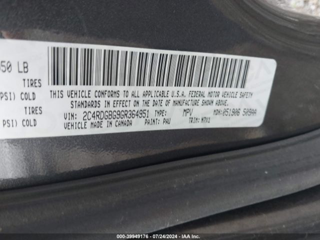 Photo 8 VIN: 2C4RDGBG9GR364951 - DODGE GRAND CARAVAN 