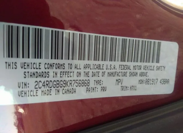 Photo 8 VIN: 2C4RDGBG9KR756868 - DODGE GRAND CARAVAN 