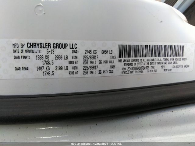 Photo 8 VIN: 2C4RDGBGXDR780969 - DODGE GRAND CARAVAN 