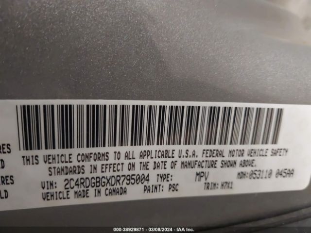 Photo 8 VIN: 2C4RDGBGXDR795004 - DODGE GRAND CARAVAN 