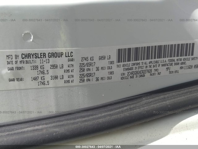 Photo 8 VIN: 2C4RDGBGXER227028 - DODGE GRAND CARAVAN 