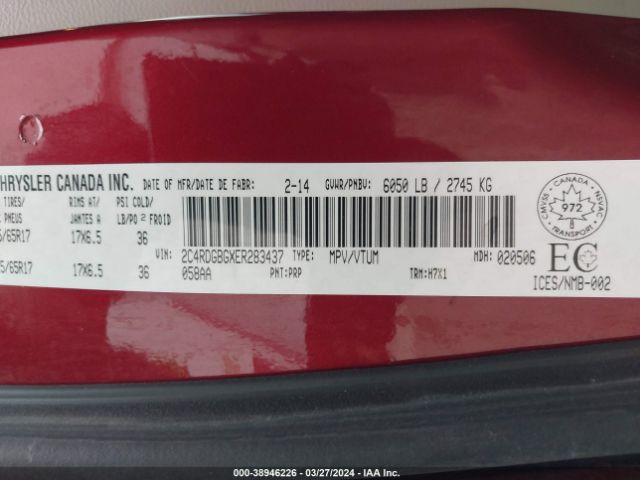 Photo 8 VIN: 2C4RDGBGXER283437 - DODGE GRAND CARAVAN 