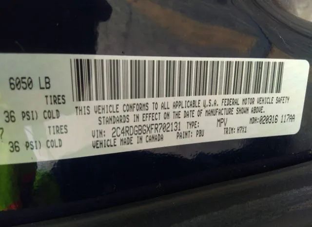 Photo 8 VIN: 2C4RDGBGXFR702131 - DODGE GRAND CARAVAN 