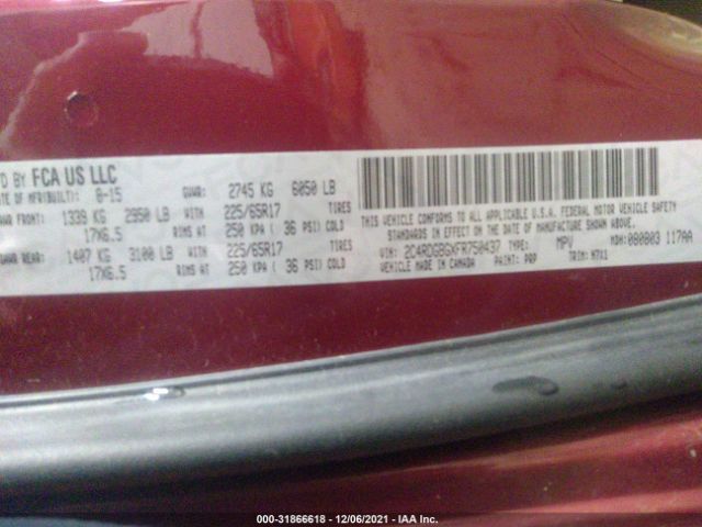 Photo 8 VIN: 2C4RDGBGXFR750437 - DODGE GRAND CARAVAN 