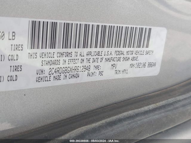 Photo 8 VIN: 2C4RDGBGXHR612948 - DODGE GRAND CARAVAN 