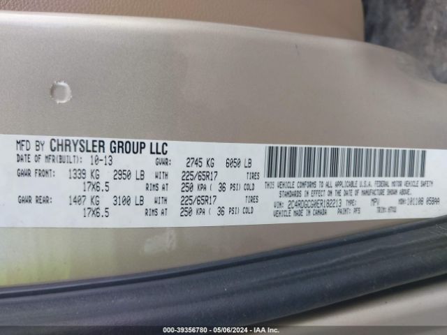 Photo 8 VIN: 2C4RDGCG0ER182213 - DODGE GRAND CARAVAN 