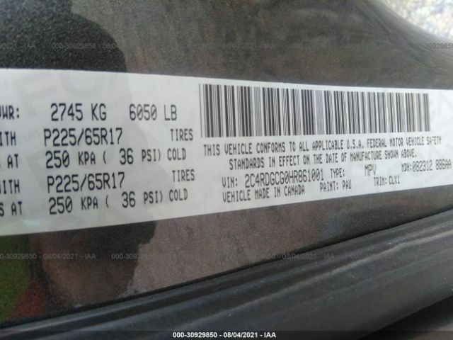 Photo 8 VIN: 2C4RDGCG0HR861001 - DODGE GRAND CARAVAN 