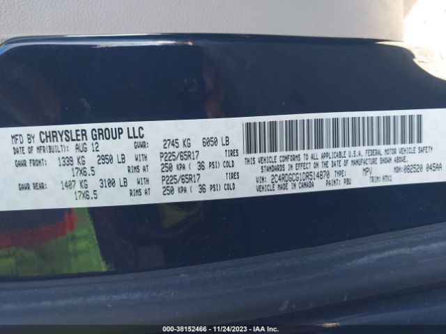 Photo 8 VIN: 2C4RDGCG1DR514870 - DODGE GRAND CARAVAN 