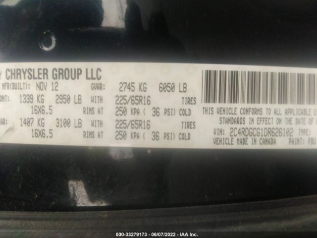 Photo 8 VIN: 2C4RDGCG1DR626102 - DODGE GRAND CARAVAN 