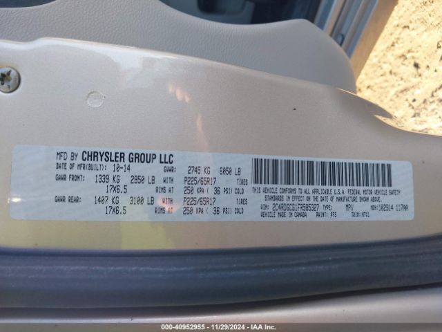 Photo 8 VIN: 2C4RDGCG1FR585327 - DODGE GRAND CARAVAN 