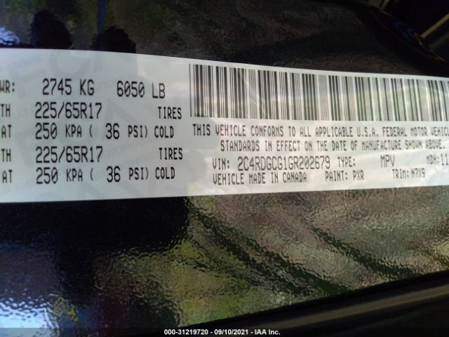 Photo 8 VIN: 2C4RDGCG1GR202679 - DODGE GRAND CARAVAN 