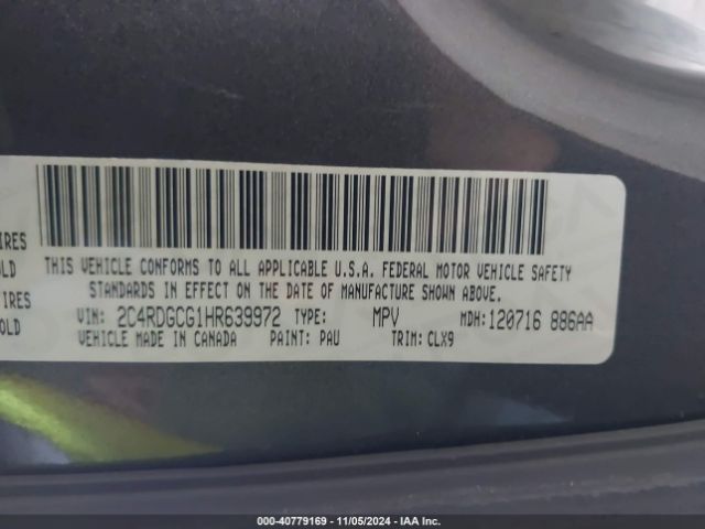 Photo 8 VIN: 2C4RDGCG1HR639972 - DODGE GRAND CARAVAN 