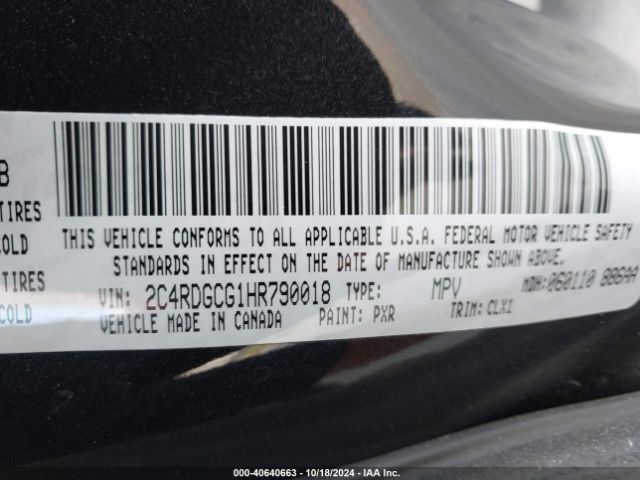 Photo 8 VIN: 2C4RDGCG1HR790018 - DODGE GRAND CARAVAN 