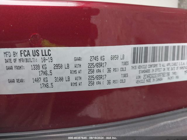 Photo 8 VIN: 2C4RDGCG1KR782198 - DODGE GRAND CARAVAN 