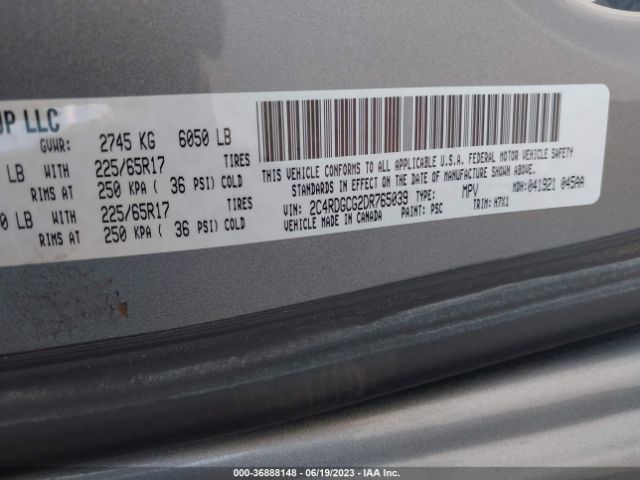 Photo 8 VIN: 2C4RDGCG2DR765039 - DODGE GRAND CARAVAN 