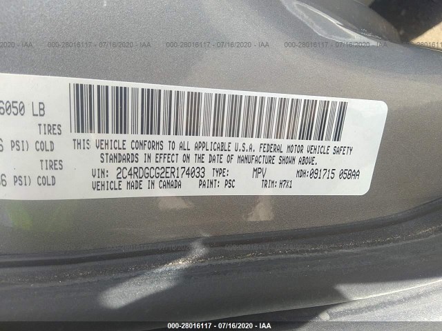 Photo 8 VIN: 2C4RDGCG2ER174033 - DODGE GRAND CARAVAN 