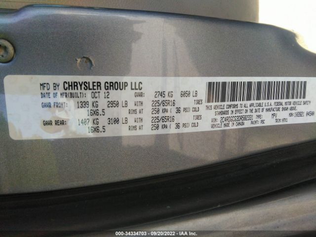 Photo 8 VIN: 2C4RDGCG3DR582331 - DODGE GRAND CARAVAN 