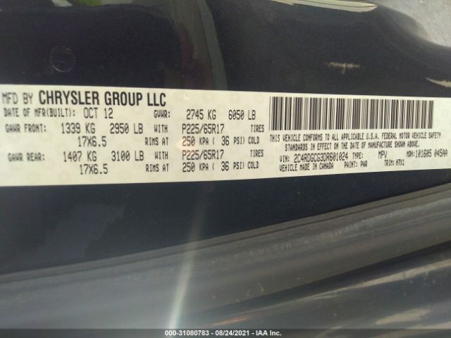 Photo 8 VIN: 2C4RDGCG3DR601024 - DODGE GRAND CARAVAN 