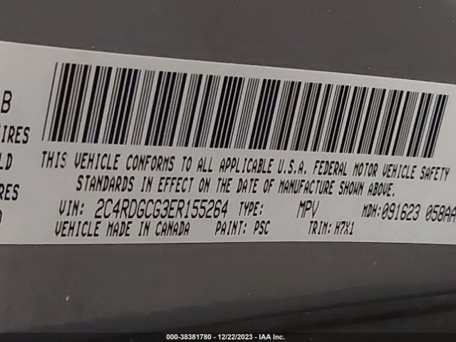 Photo 8 VIN: 2C4RDGCG3ER155264 - DODGE GRAND CARAVAN 