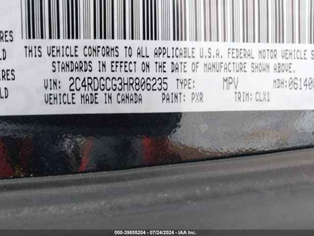 Photo 8 VIN: 2C4RDGCG3HR806235 - DODGE GRAND CARAVAN 