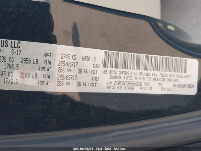 Photo 8 VIN: 2C4RDGCG3HR806266 - DODGE GRAND CARAVAN 