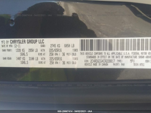 Photo 8 VIN: 2C4RDGCG4CR228817 - DODGE GRAND CARAVAN 