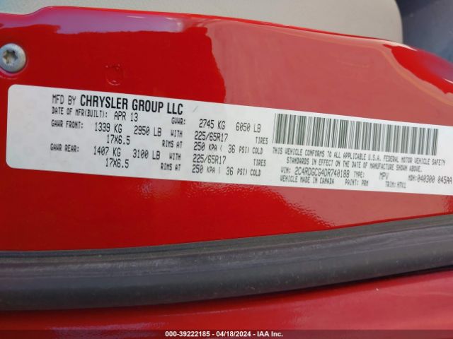 Photo 8 VIN: 2C4RDGCG4DR740188 - DODGE GRAND CARAVAN 