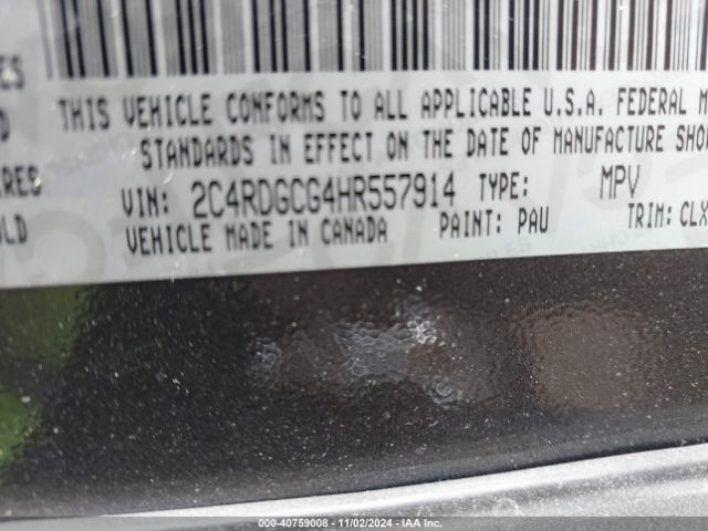 Photo 8 VIN: 2C4RDGCG4HR557914 - DODGE GRAND CARAVAN 