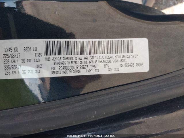 Photo 8 VIN: 2C4RDGCG4LR168697 - DODGE GRAND CARAVAN 