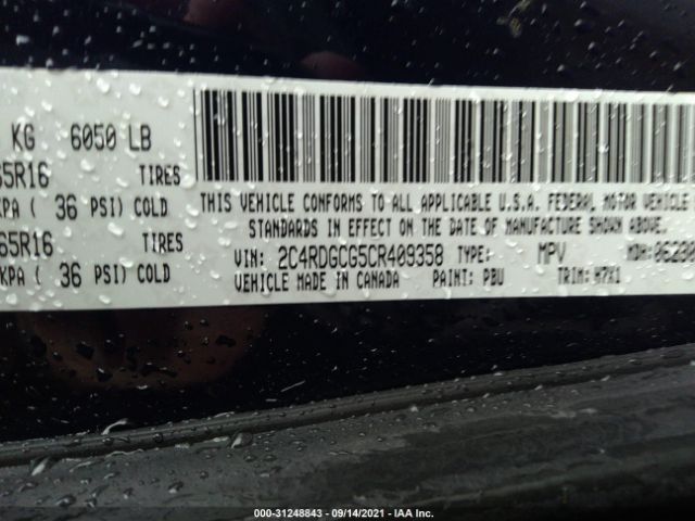 Photo 8 VIN: 2C4RDGCG5CR409358 - DODGE GRAND CARAVAN 