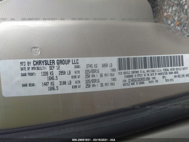 Photo 8 VIN: 2C4RDGCG5DR551890 - DODGE GRAND CARAVAN 