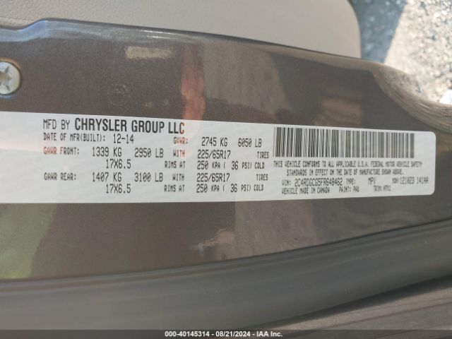 Photo 8 VIN: 2C4RDGCG5FR648462 - DODGE GRAND CARAVAN 