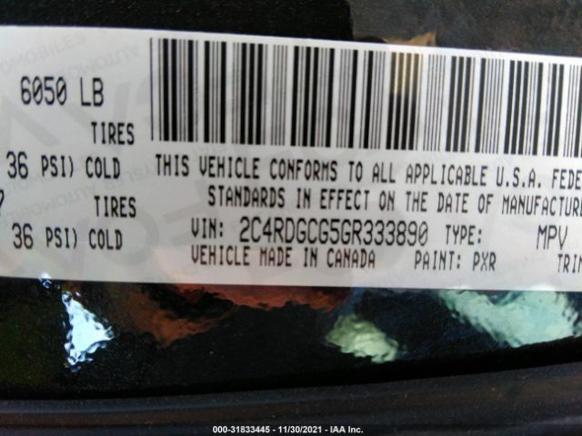 Photo 8 VIN: 2C4RDGCG5GR333890 - DODGE GRAND CARAVAN 