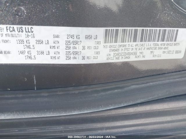 Photo 8 VIN: 2C4RDGCG5HR604366 - DODGE GRAND CARAVAN 