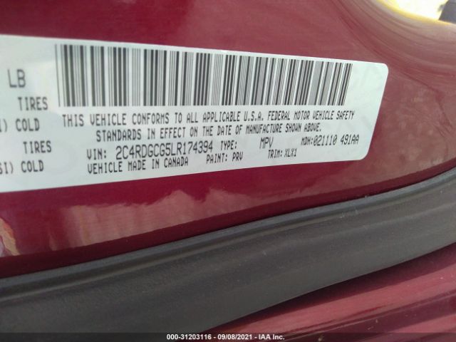 Photo 8 VIN: 2C4RDGCG5LR174394 - DODGE GRAND CARAVAN 