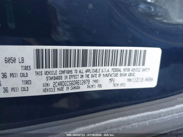 Photo 8 VIN: 2C4RDGCG6DR612079 - DODGE GRAND CARAVAN 