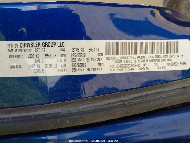 Photo 8 VIN: 2C4RDGCG6DR636401 - DODGE GRAND CARAVAN 