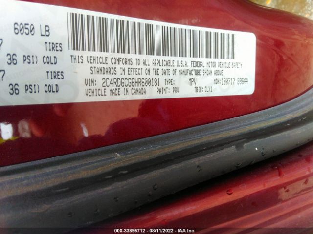 Photo 8 VIN: 2C4RDGCG6HR600181 - DODGE GRAND CARAVAN 