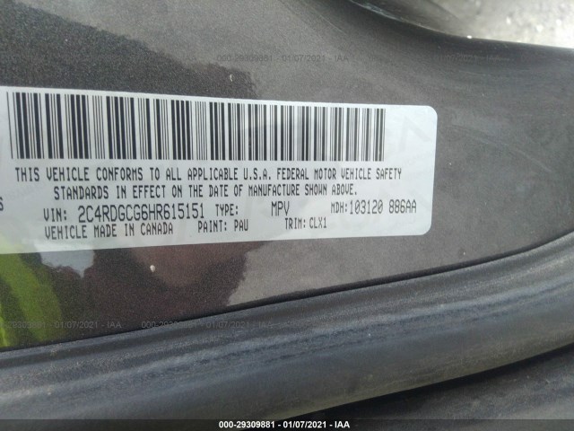 Photo 8 VIN: 2C4RDGCG6HR615151 - DODGE GRAND CARAVAN 