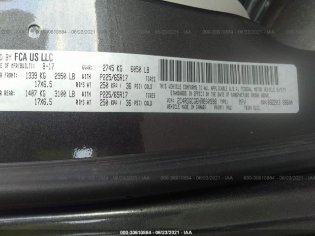 Photo 8 VIN: 2C4RDGCG6HR860998 - DODGE GRAND CARAVAN 