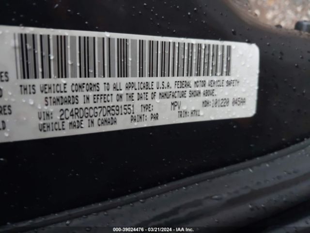 Photo 8 VIN: 2C4RDGCG7DR591551 - DODGE GRAND CARAVAN 