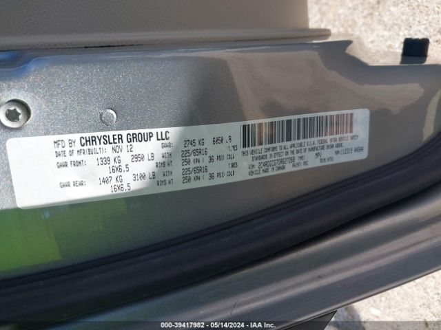 Photo 8 VIN: 2C4RDGCG7DR627268 - DODGE GRAND CARAVAN 