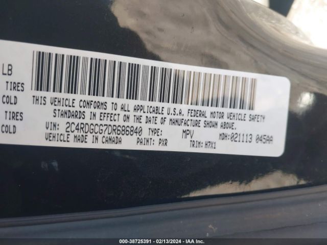 Photo 8 VIN: 2C4RDGCG7DR686840 - DODGE GRAND CARAVAN 