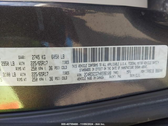 Photo 8 VIN: 2C4RDGCG7HR596108 - DODGE GRAND CARAVAN 