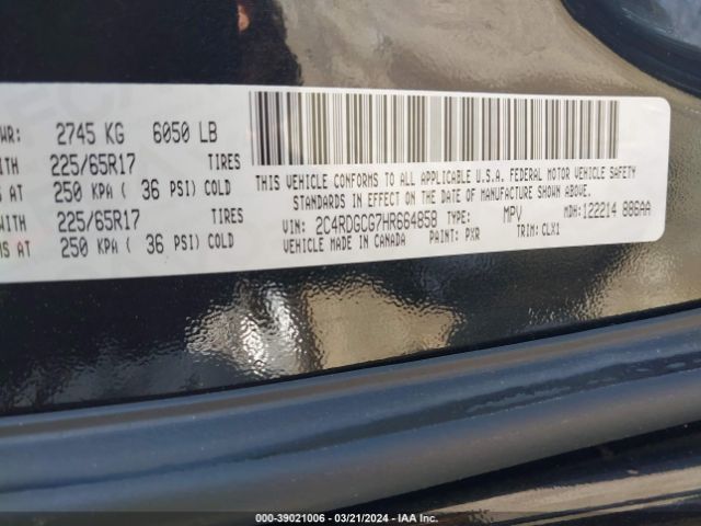 Photo 8 VIN: 2C4RDGCG7HR664858 - DODGE GRAND CARAVAN 